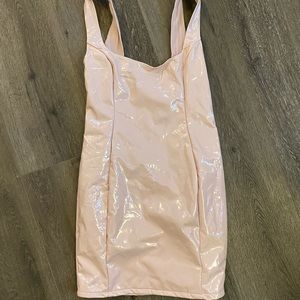 Mystery making latex mini dress- pink